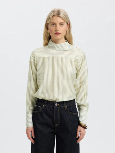 SELECTED Connie Relaxed Top - Egret Stripe