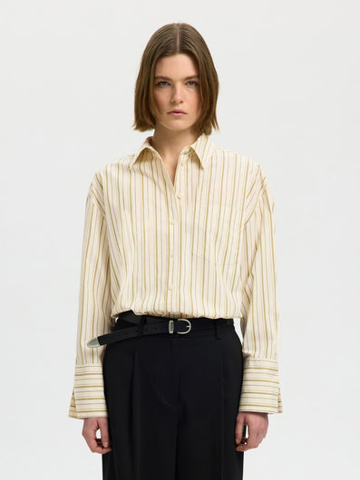 SELECTED Dannie LS Stripe Shirt - Birch Multi
