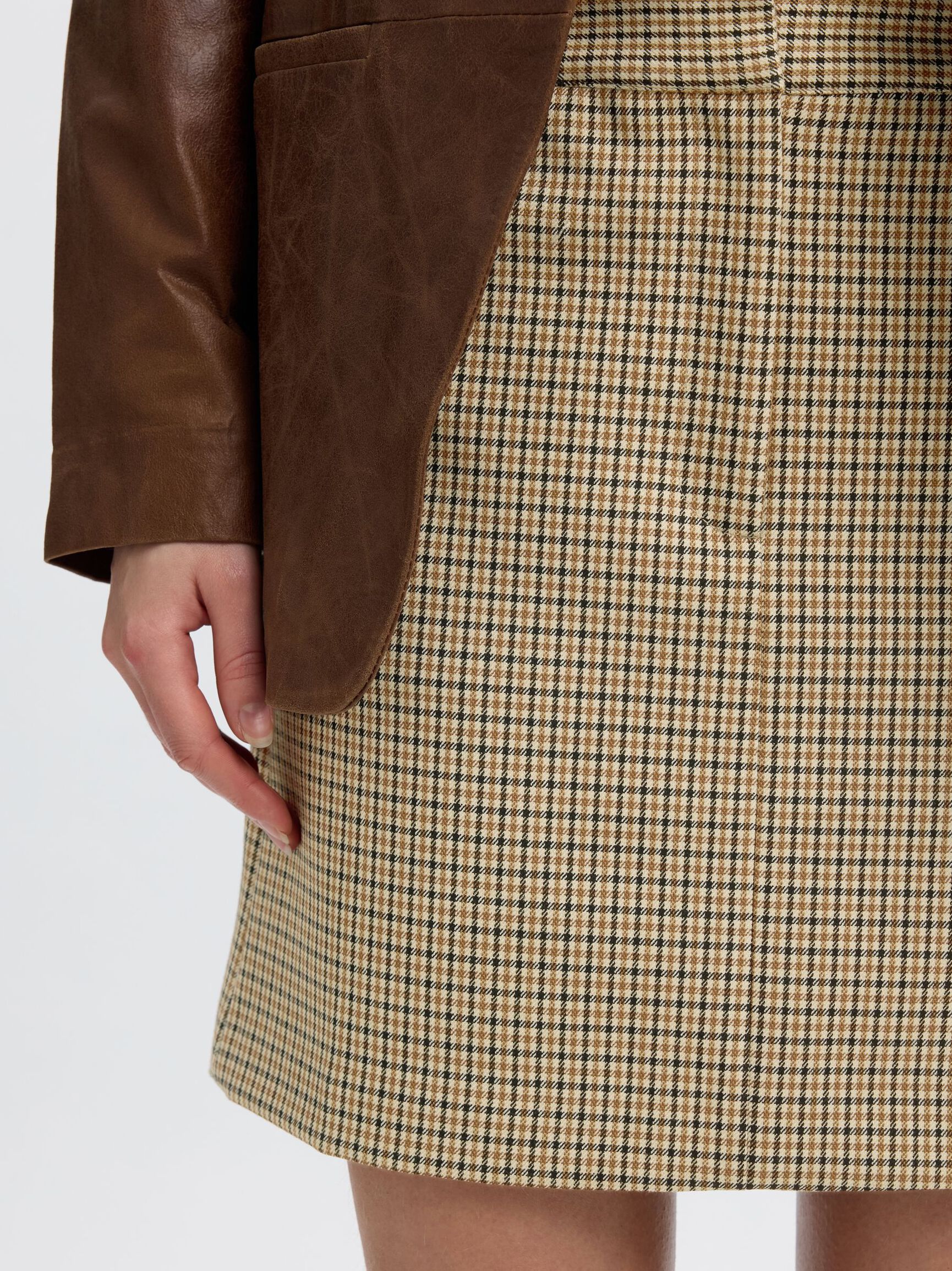 SELECTED Elara Mini Check Skirt - Monks Robe