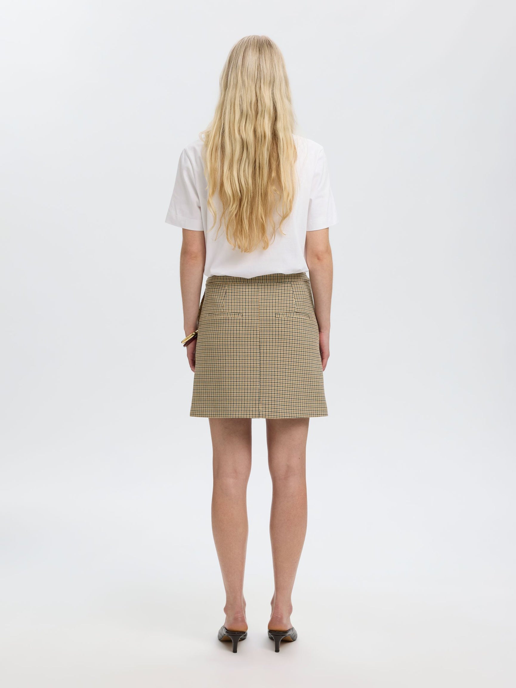 SELECTED Elara Mini Check Skirt - Monks Robe
