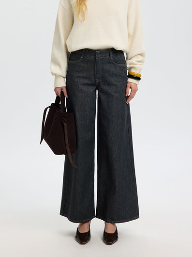 SELECTED Extra Wide Baria Bora Jeans - Dark Grey Denim