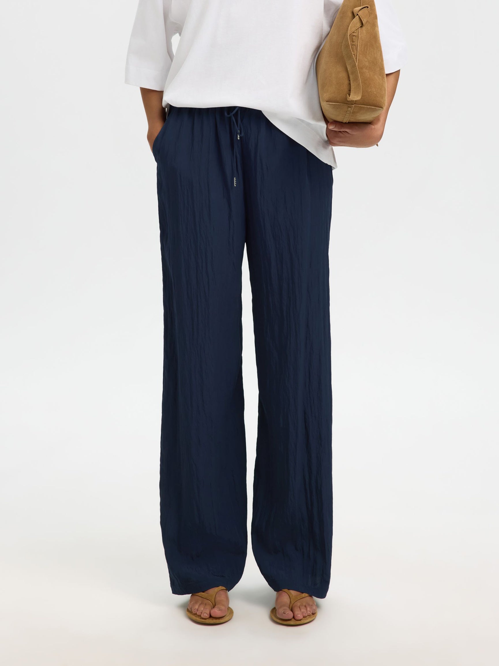 SELECTED Fiona Wide String Pant in Dk Sapphire