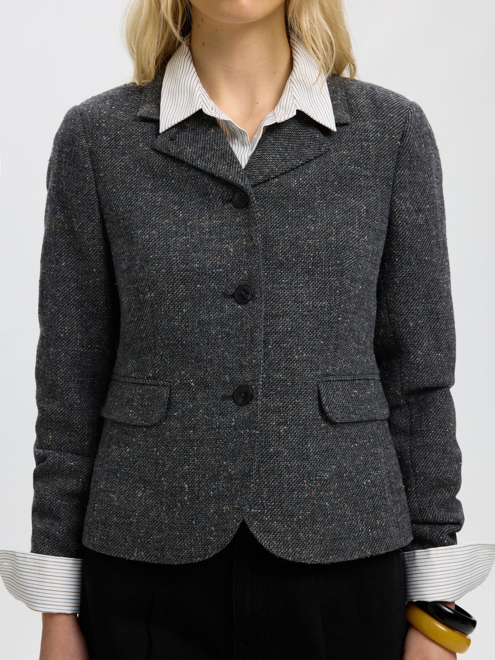 SELECTED Fitted Clea Short Blazer - Black