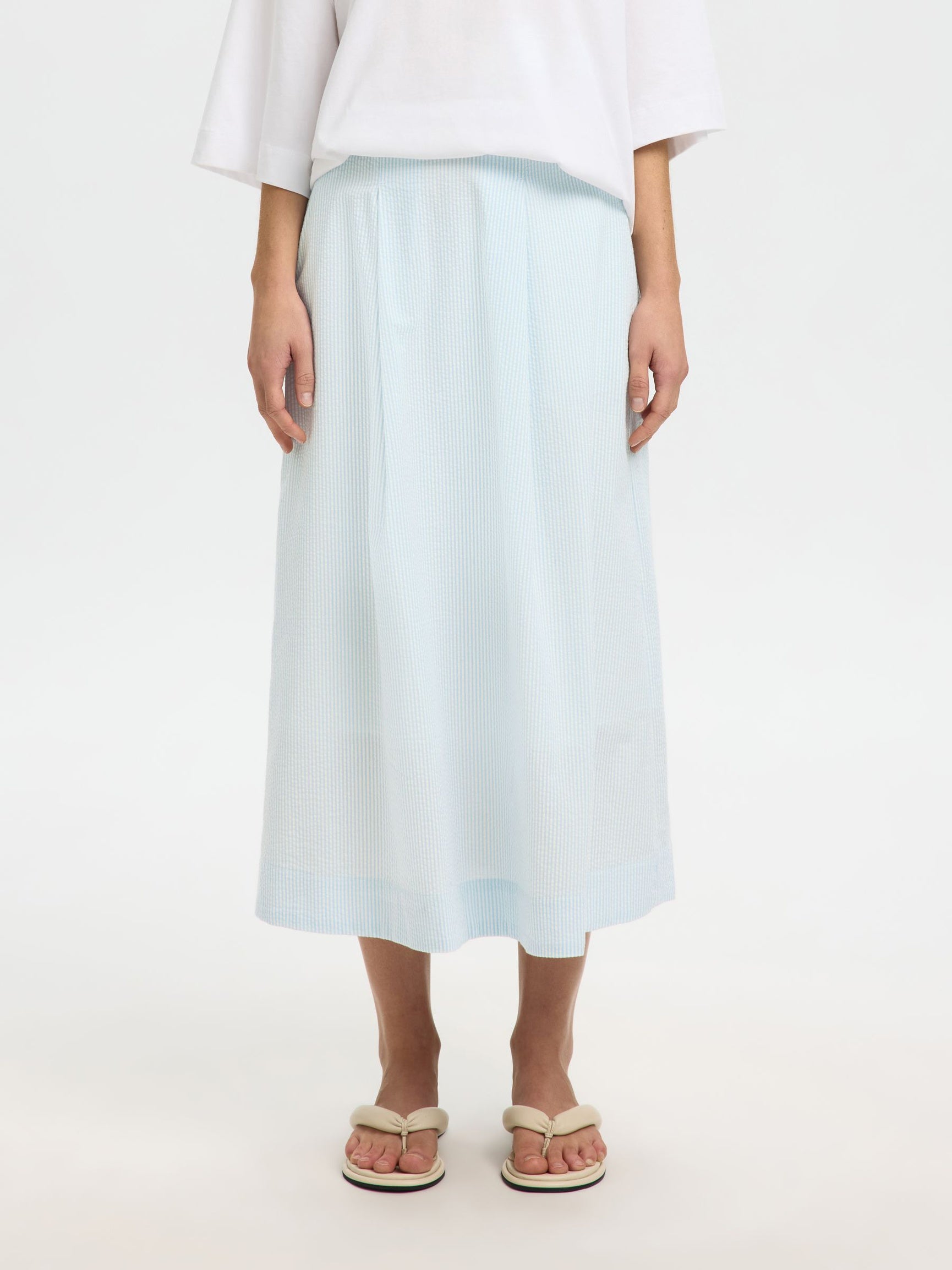 SELECTED Hannah Midi Skirt in Cashmere Blue Stripes