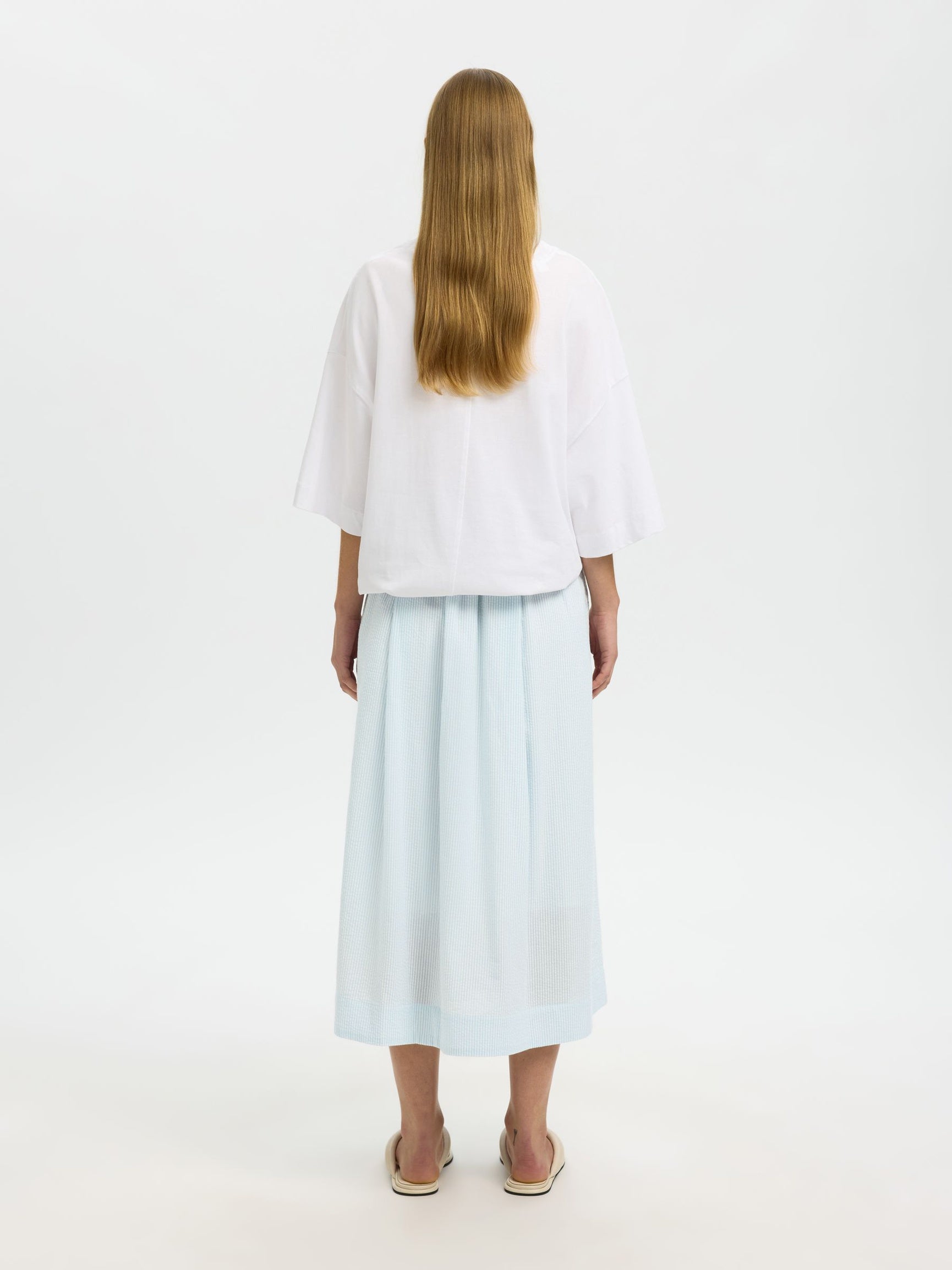 SELECTED Hannah Midi Skirt in Cashmere Blue Stripes