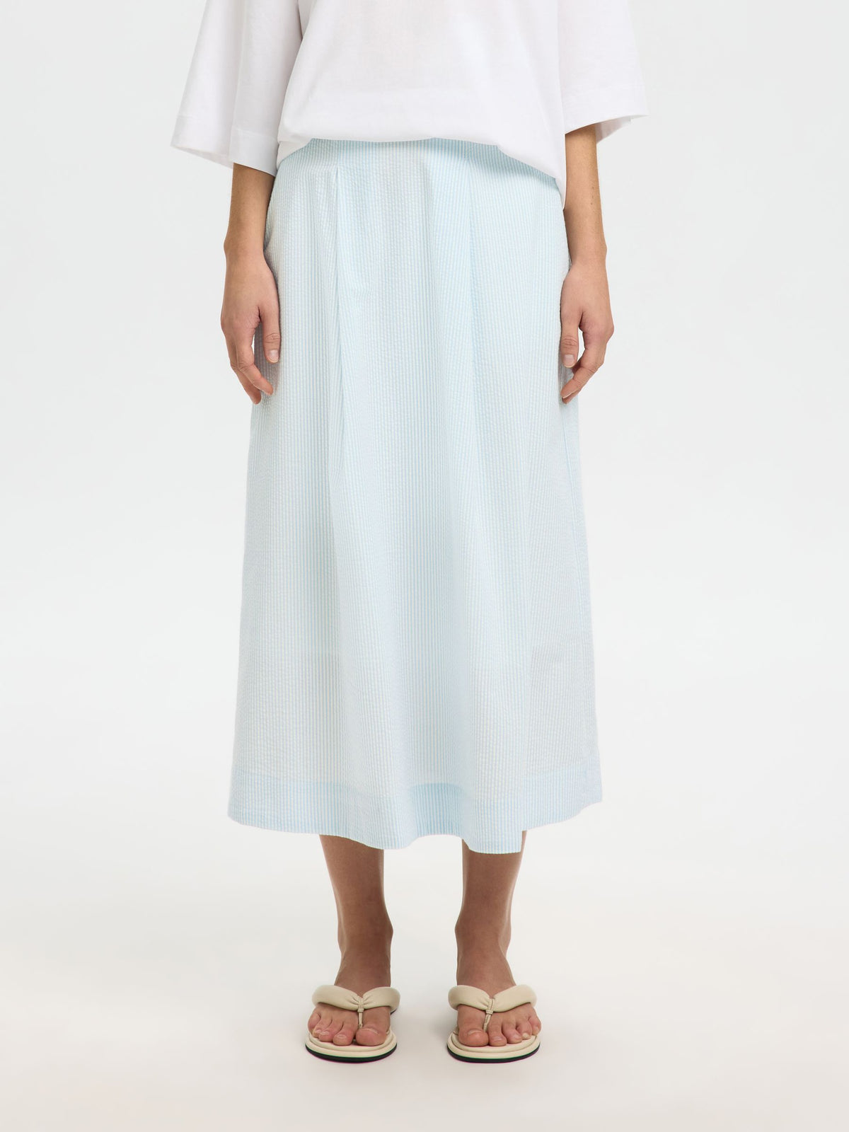 SELECTED Hannah Midi Skirt in Cashmere Blue Stripes