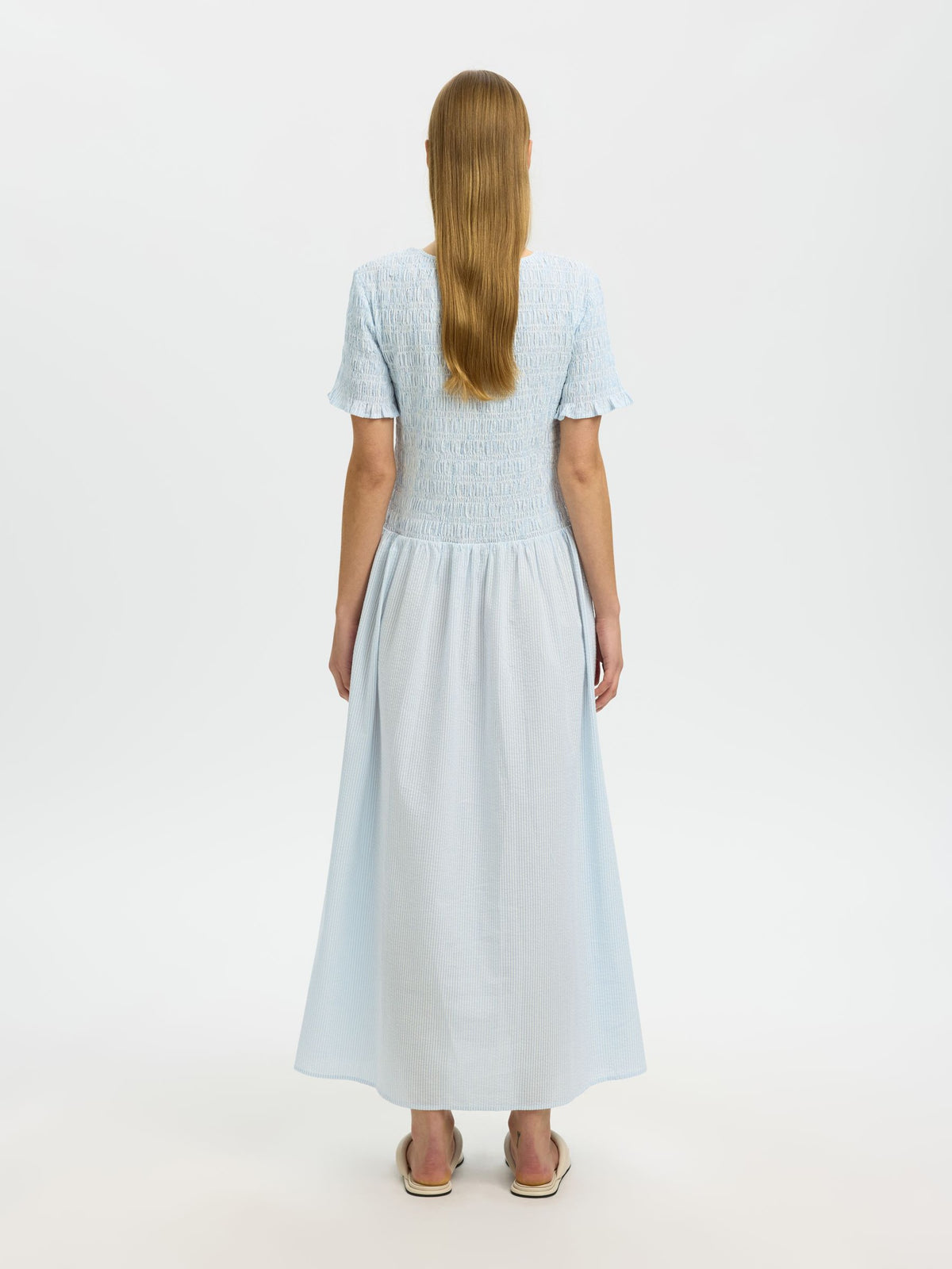 SELECTED Hannah SS Ankle Dress in Cashmere Blue Stripes