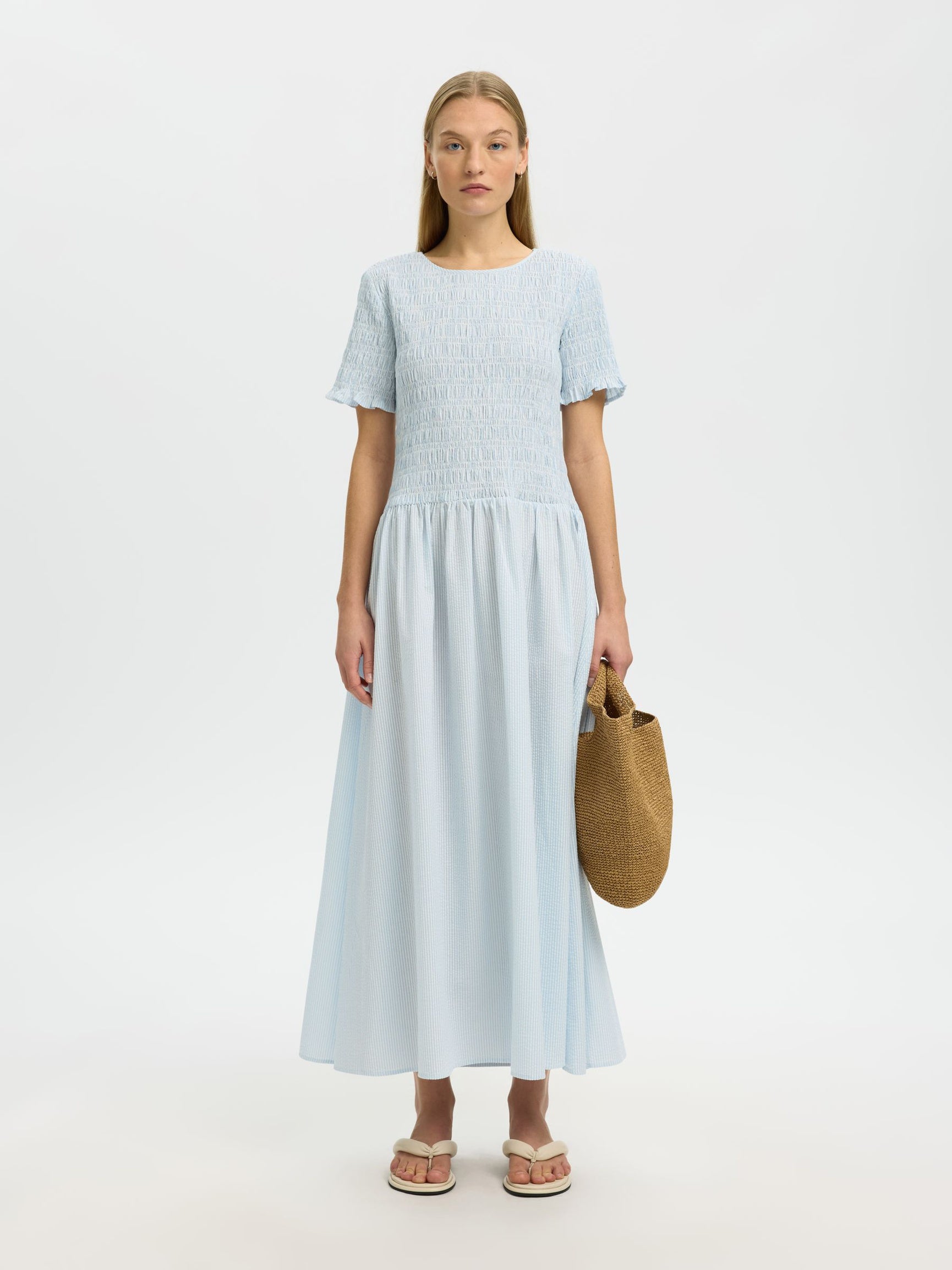 SELECTED Hannah SS Ankle Dress in Cashmere Blue Stripes