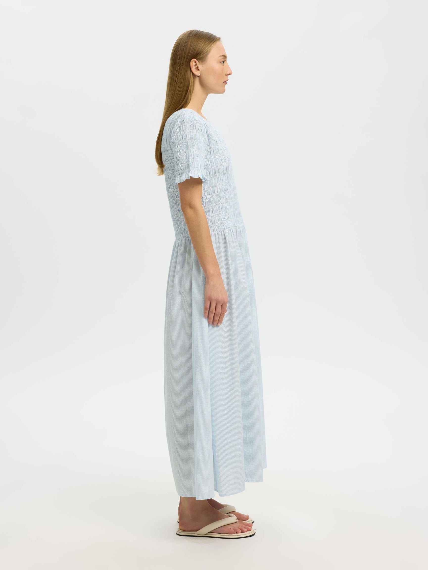 SELECTED Hannah SS Ankle Dress in Cashmere Blue Stripes