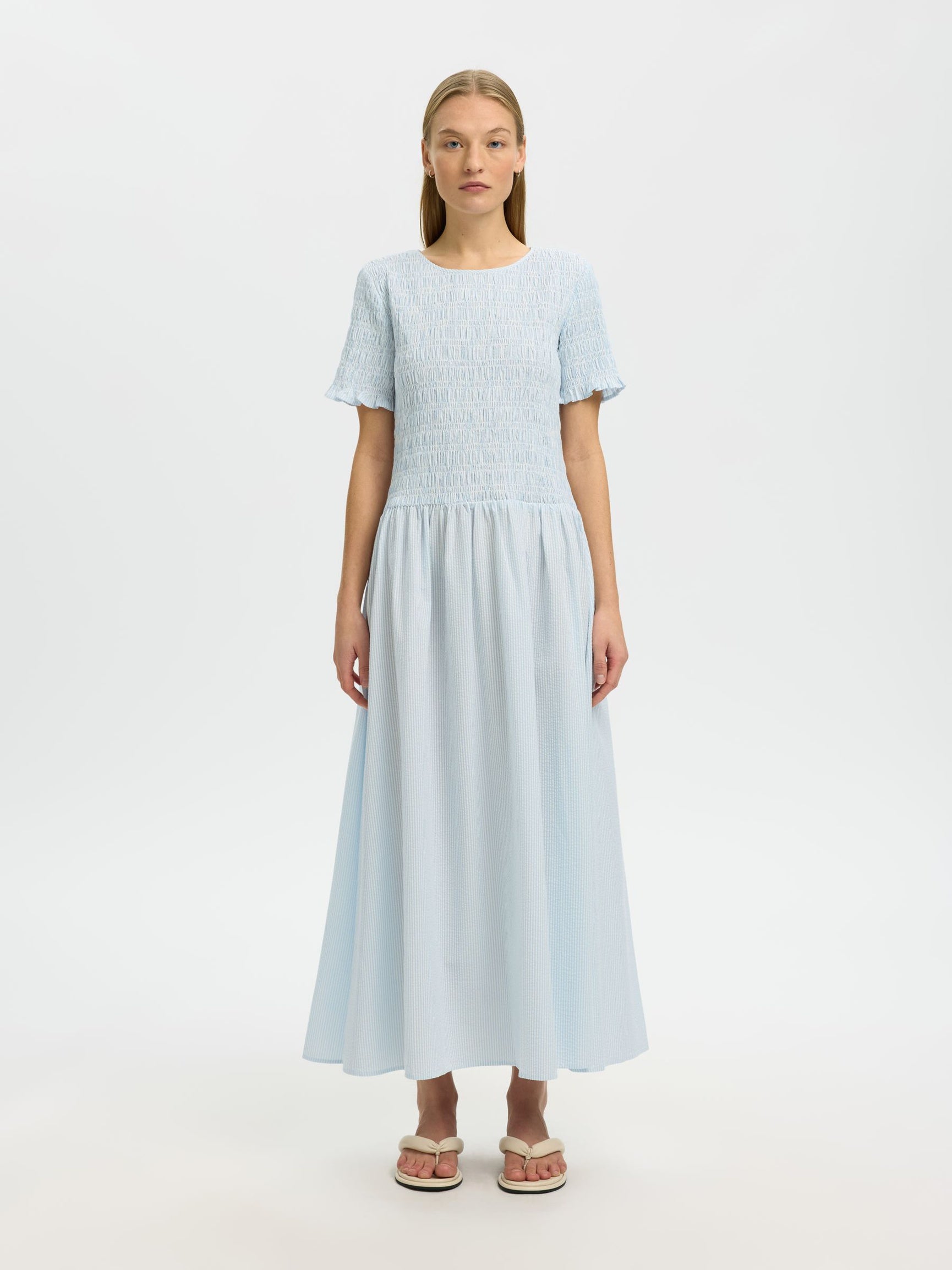 SELECTED Hannah SS Ankle Dress in Cashmere Blue Stripes
