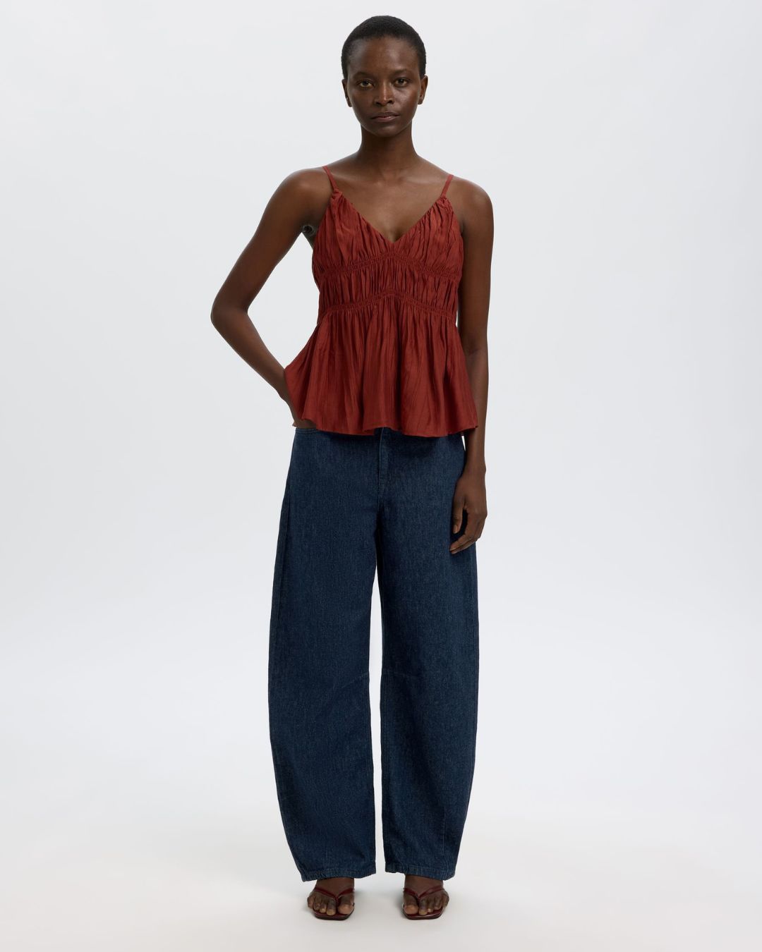 SELECTED Hanny Loose Barrel Jeans in Dark Denim