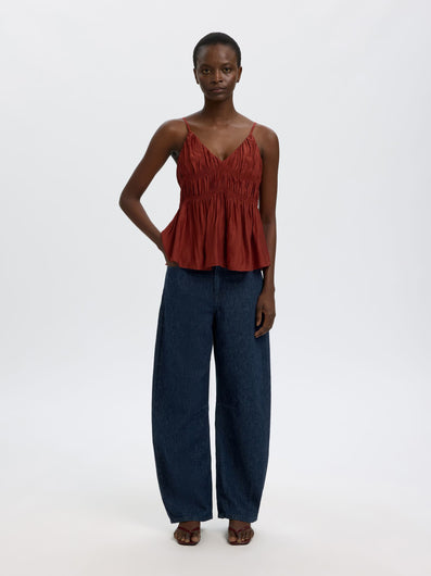 SELECTED Hanny Loose Barrel Jeans in Dark Denim