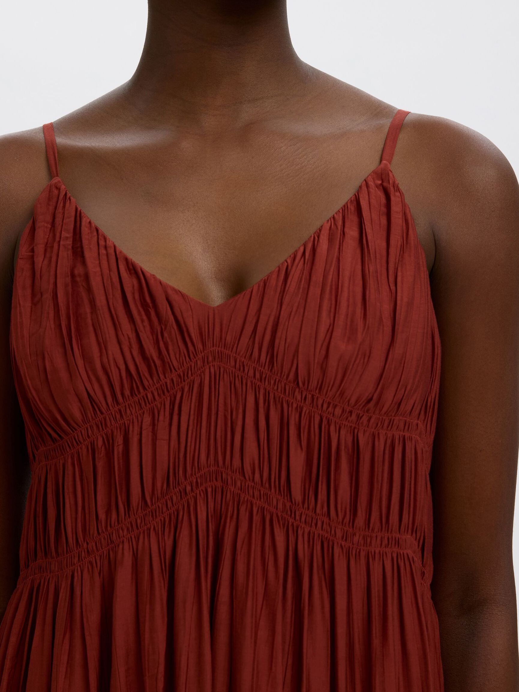SELECTED Jackie Strap Ankle Dress in Cherry Mahogany