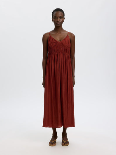 SELECTED Jackie Strap Ankle Dress in Cherry Mahogany
