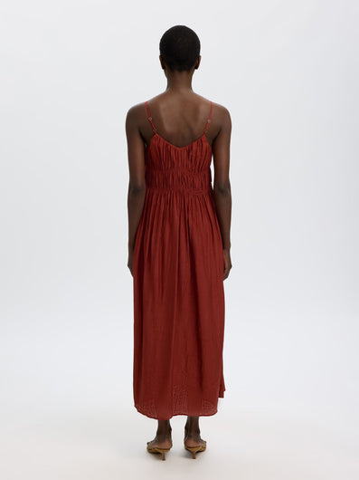 SELECTED Jackie Strap Ankle Dress in Cherry Mahogany