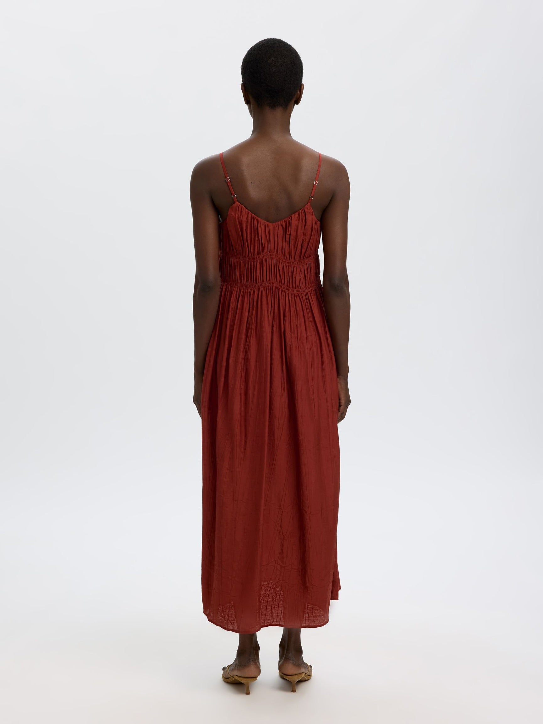SELECTED Femme Jackie Strap Ankle Dress - Cherry Mahogany