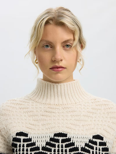 SELECTED Lili High Neck Knit - Egret, Black