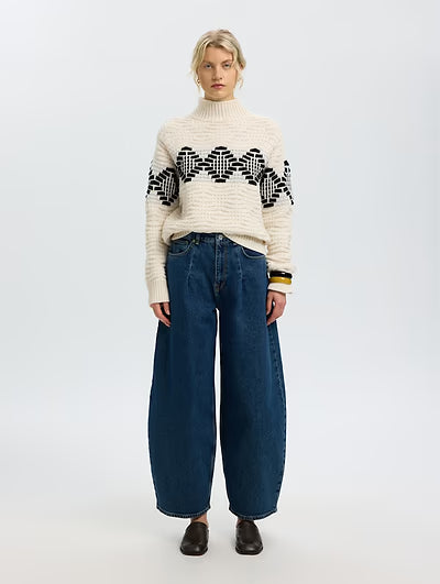 SELECTED Lili High Neck Knit - Egret, Black