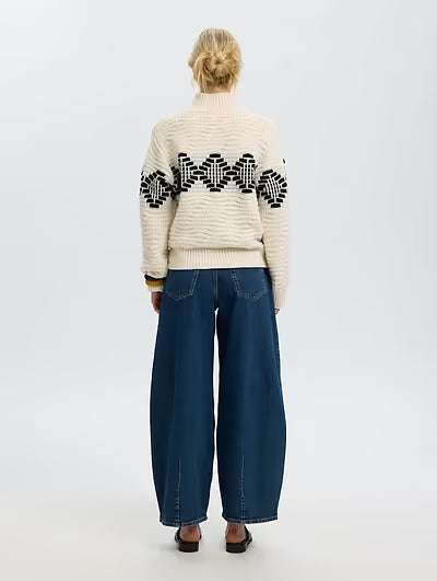 SELECTED Lili High Neck Knit - Egret, Black