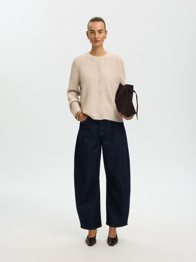 SELECTED Lulu Cable Knit Cardi - Birch Melange