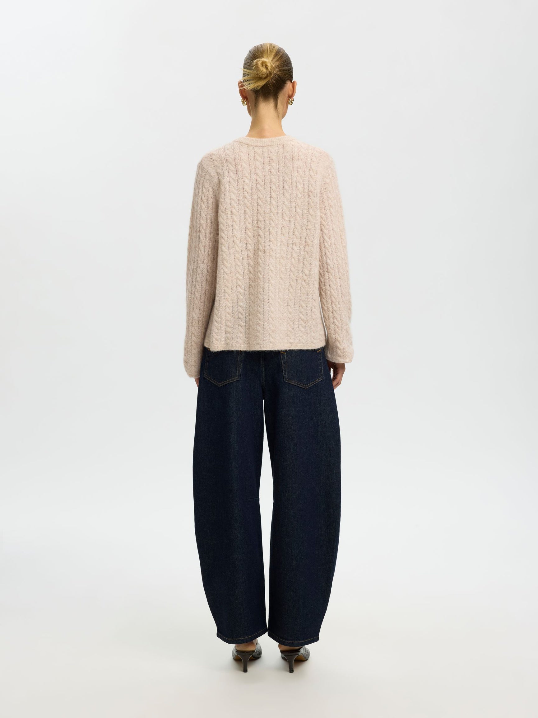SELECTED Lulu Cable Knit Cardi - Birch Melange