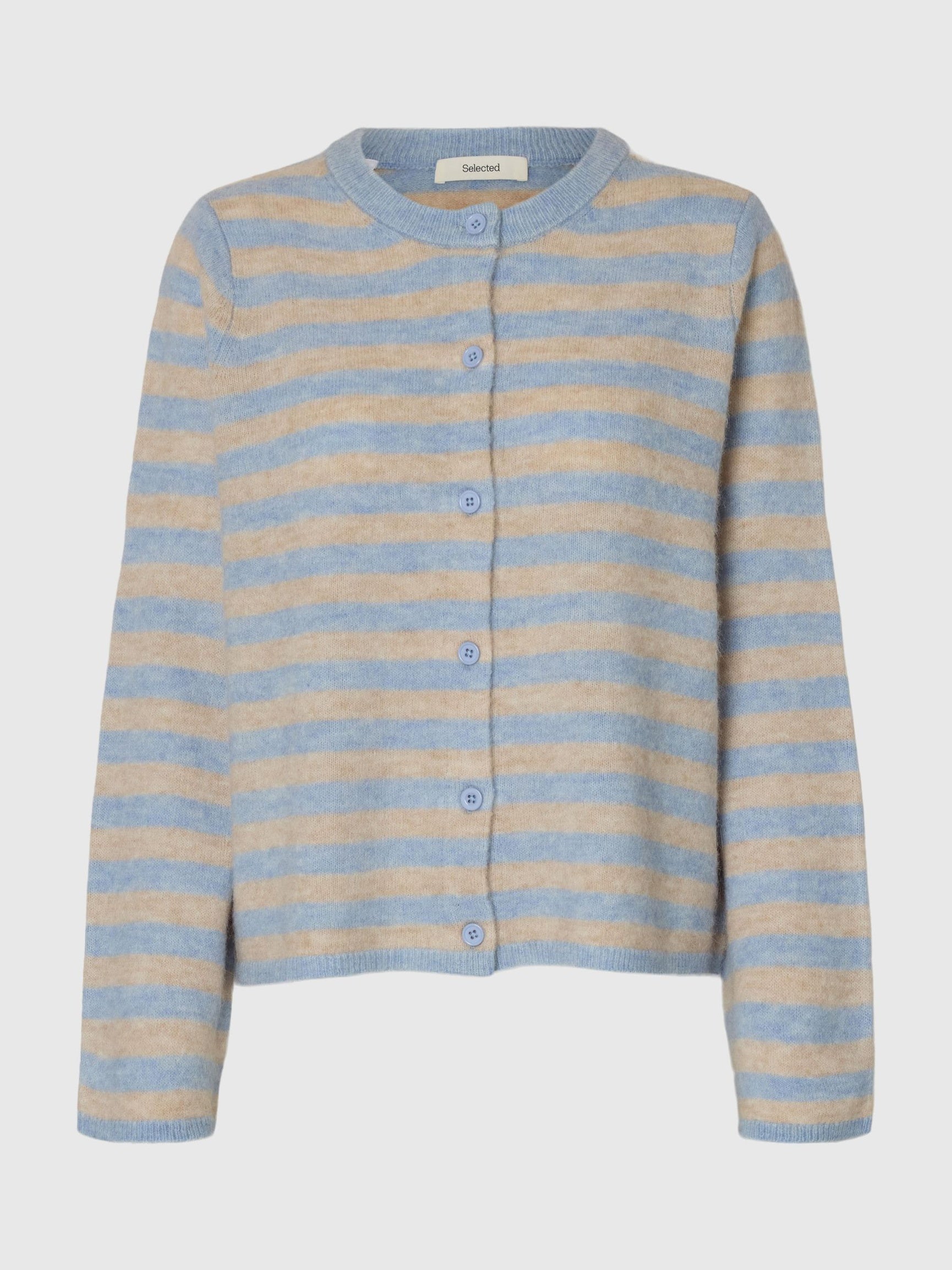 SELECTED Lulu New Knit Cardi in Cashmere Blue, Birch Stripe