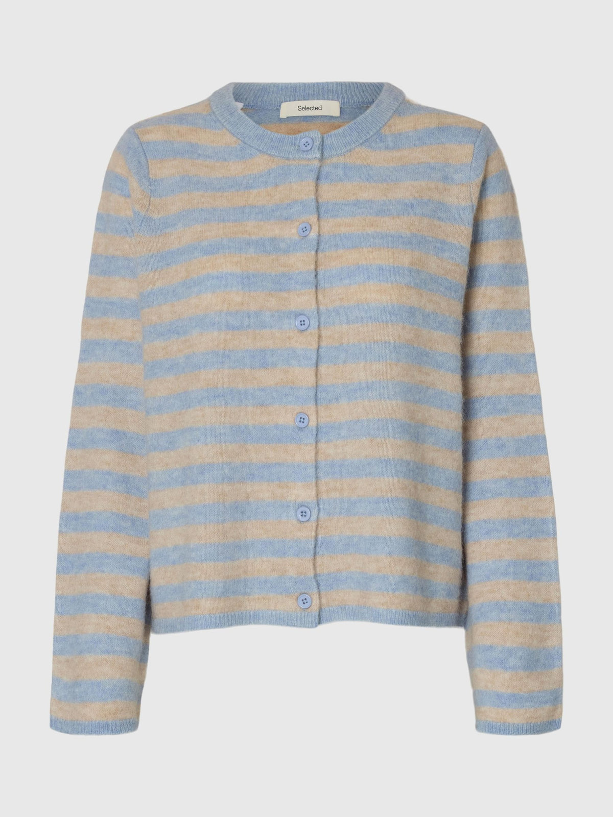 SELECTED Lulu New Knit Cardi in Cashmere Blue, Birch Stripe