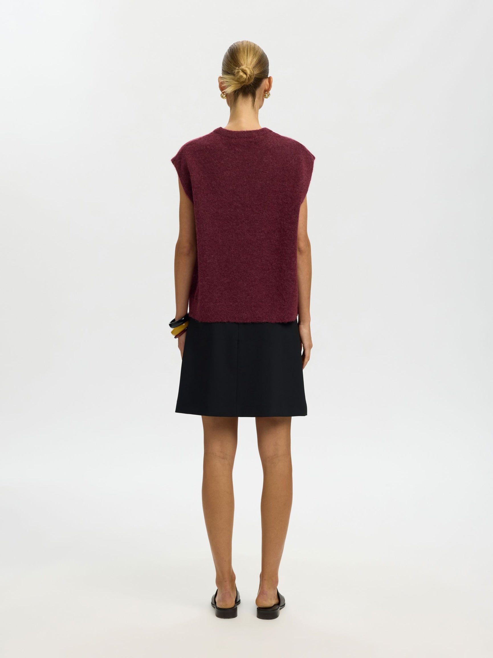 SELECTED Lulu SL Knit Vest - Tawny Port