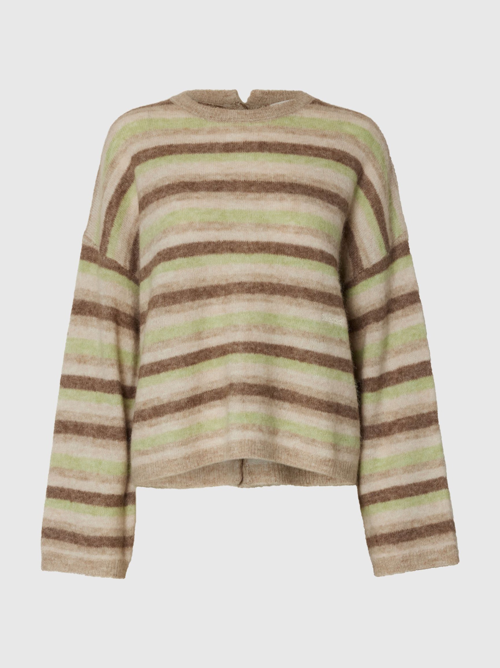 SELECTED Lulu Stripe Knit in Pure Cashmere, Birch, Lint