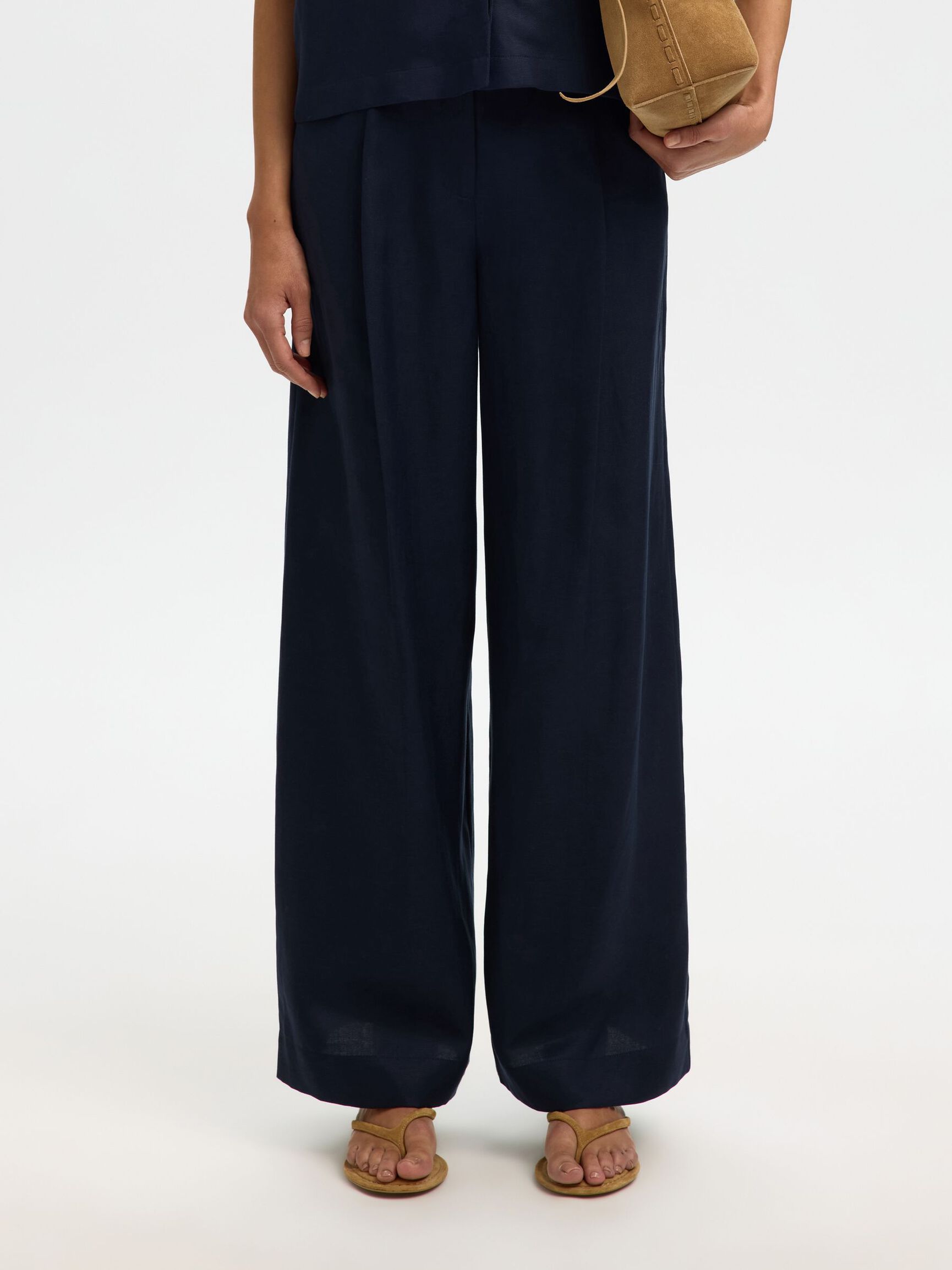 SELECTED Lyra Wide Linen Pant in Dk Sapphire
