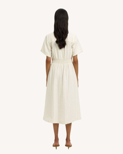 SELECTED Marie Midi Dress in Egret Stripes