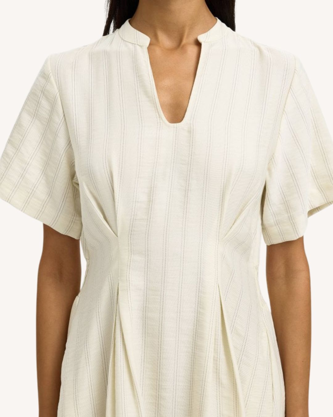 SELECTED Marie Midi Dress in Egret Stripes