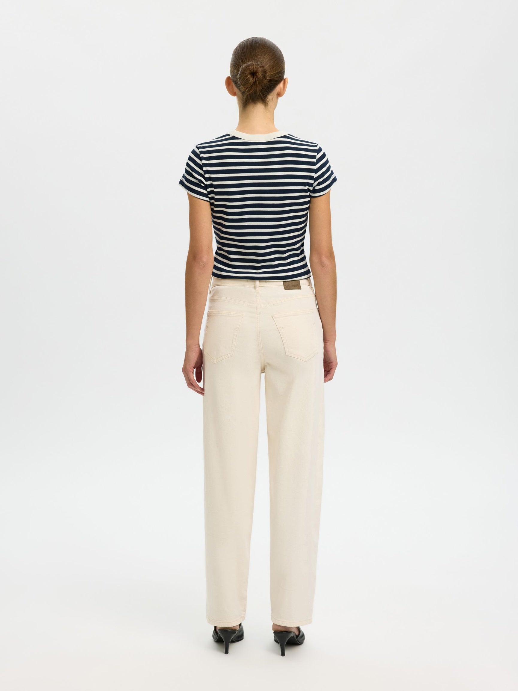 SELECTED Milly SS Tee in Dark Sapphire, Egret