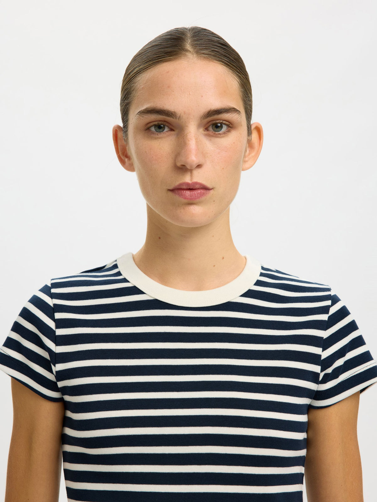 SELECTED Milly SS Tee in Dark Sapphire, Egret