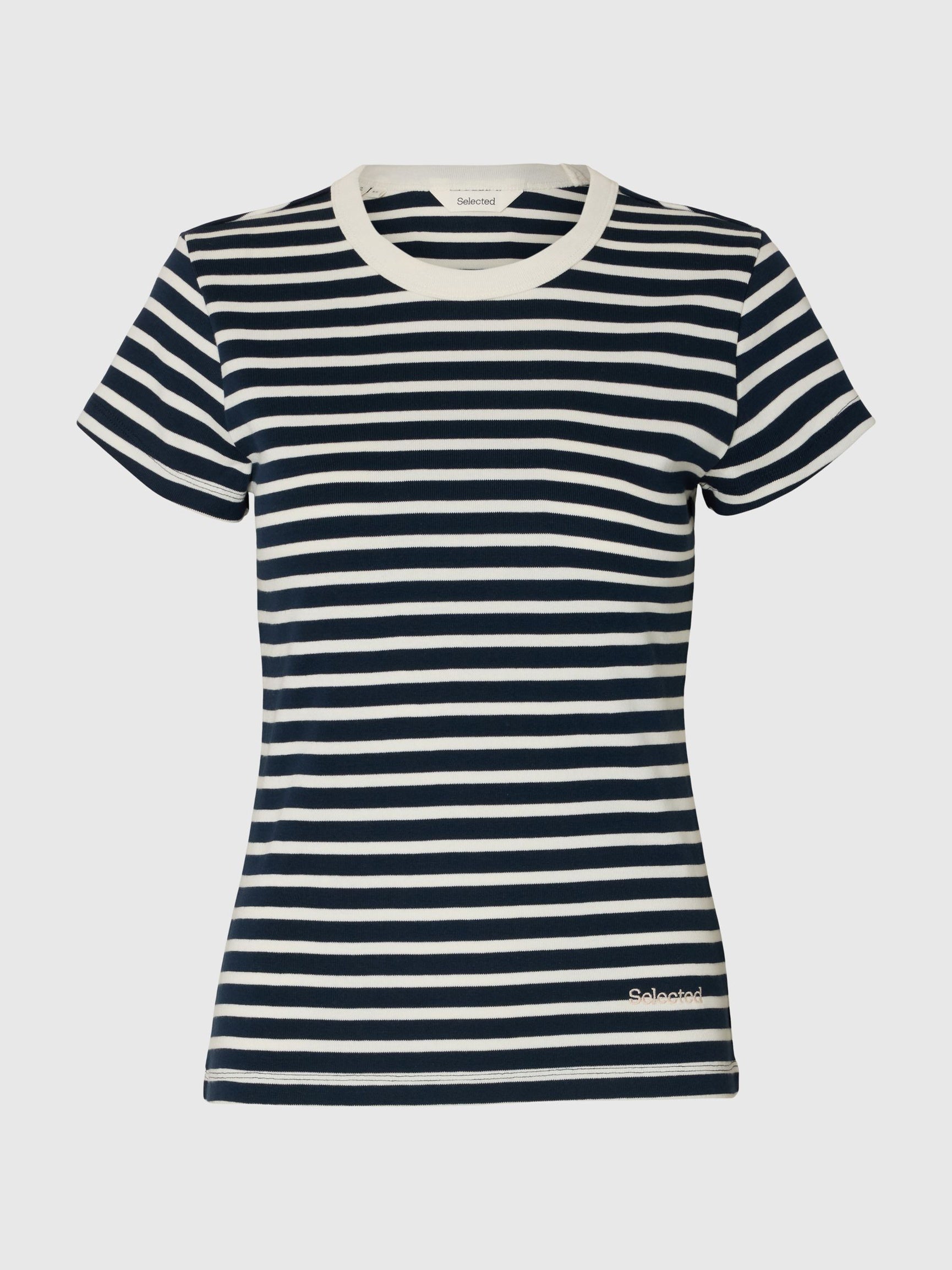 SELECTED Milly SS Tee in Dark Sapphire, Egret