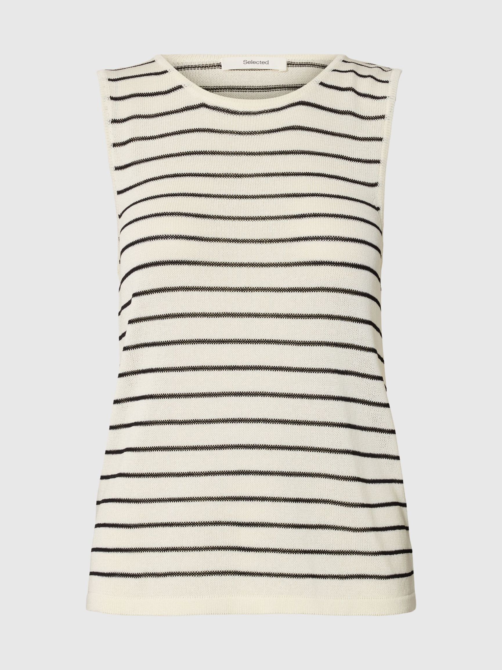 SELECTED Moon Sleeveless Knit Top – Birch & Black