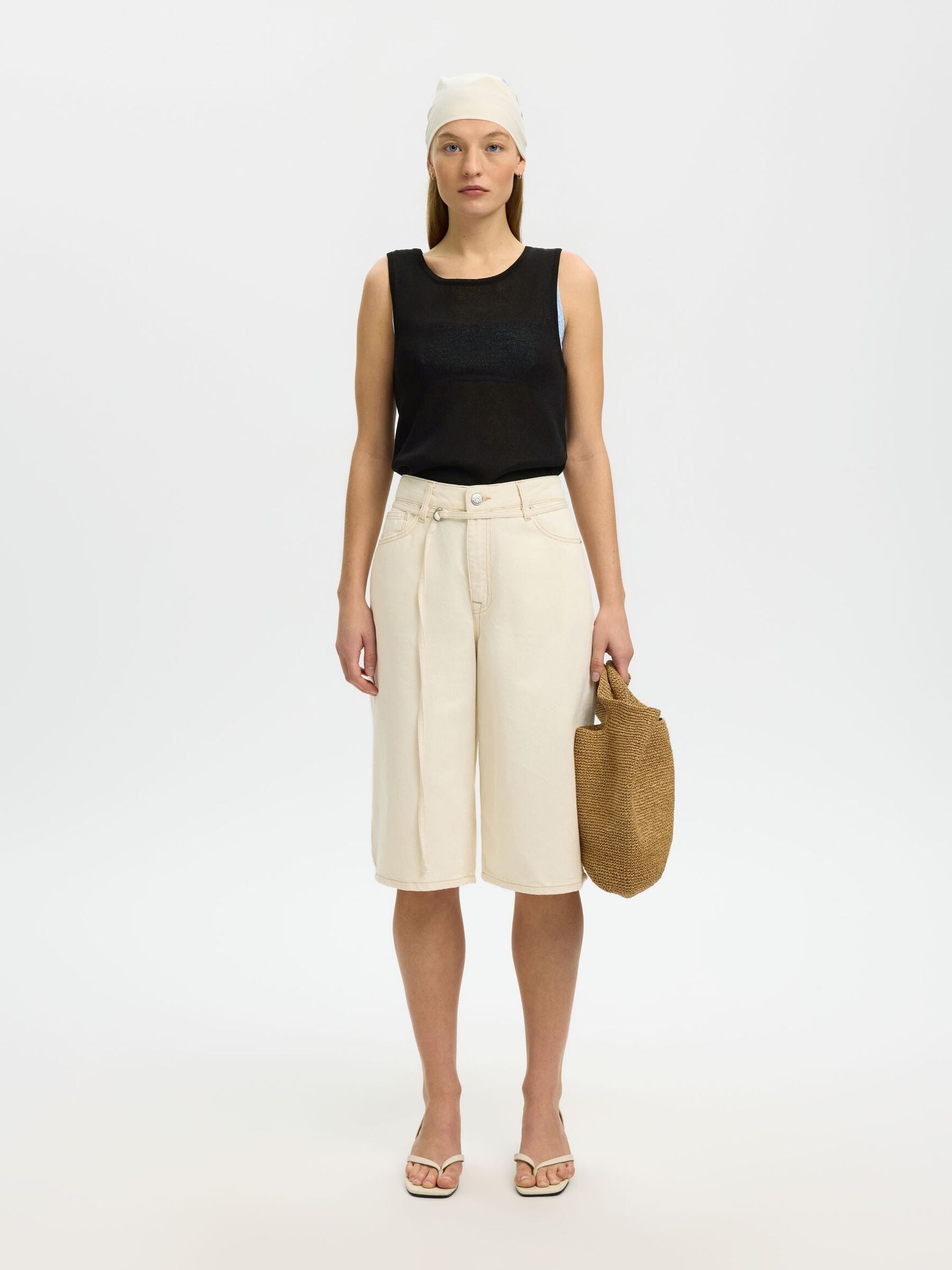 SELECTED Moon Sleeveless Knit Top in Black