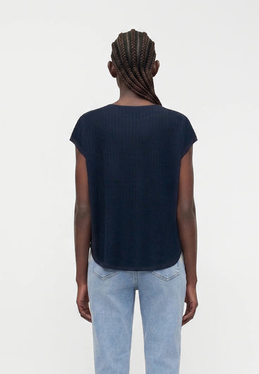 SELECTED Femme Naja Short Sleeve Knit in Dark Sapphire