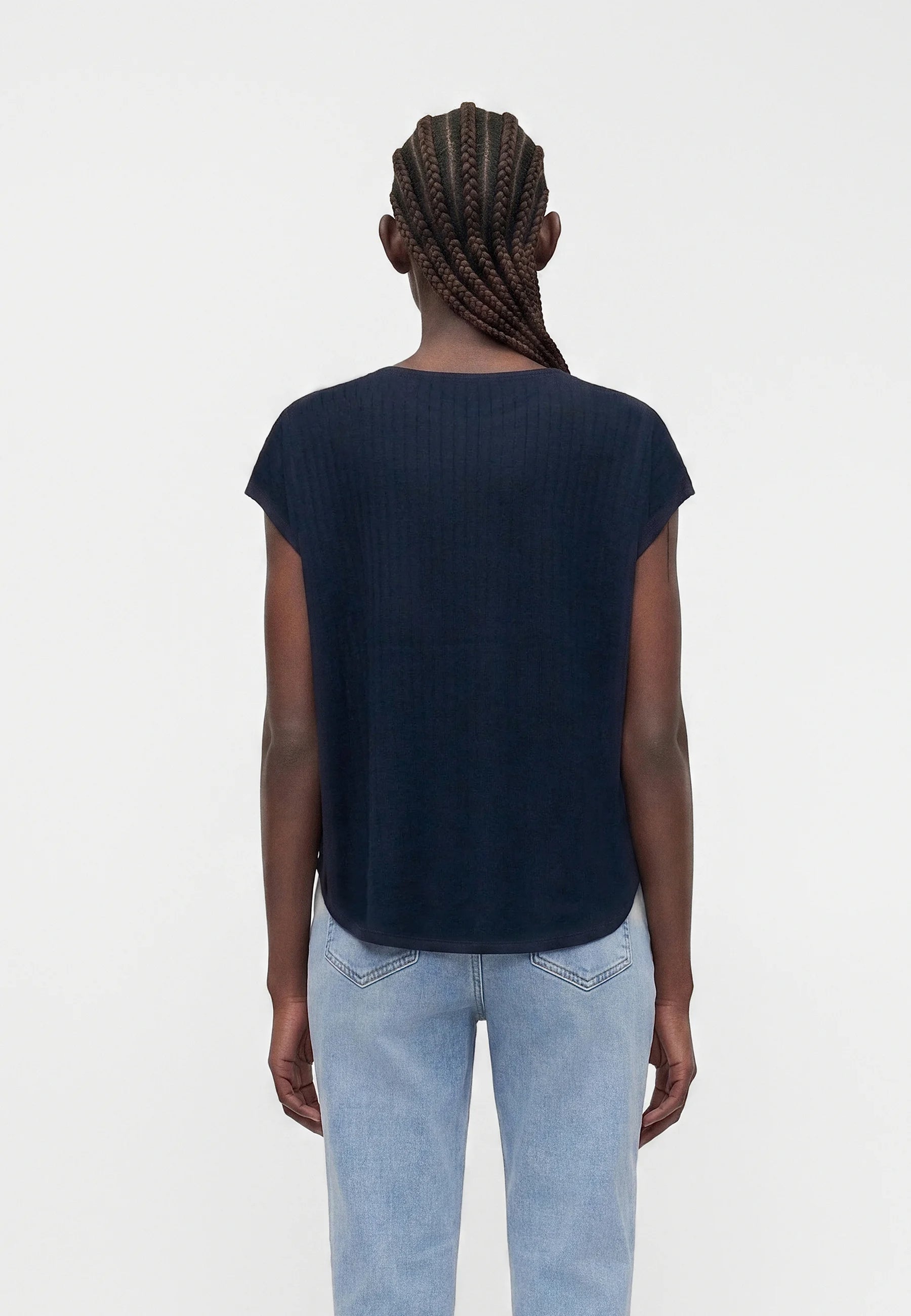 SELECTED Femme Naja Short Sleeve Knit in Dark Sapphire