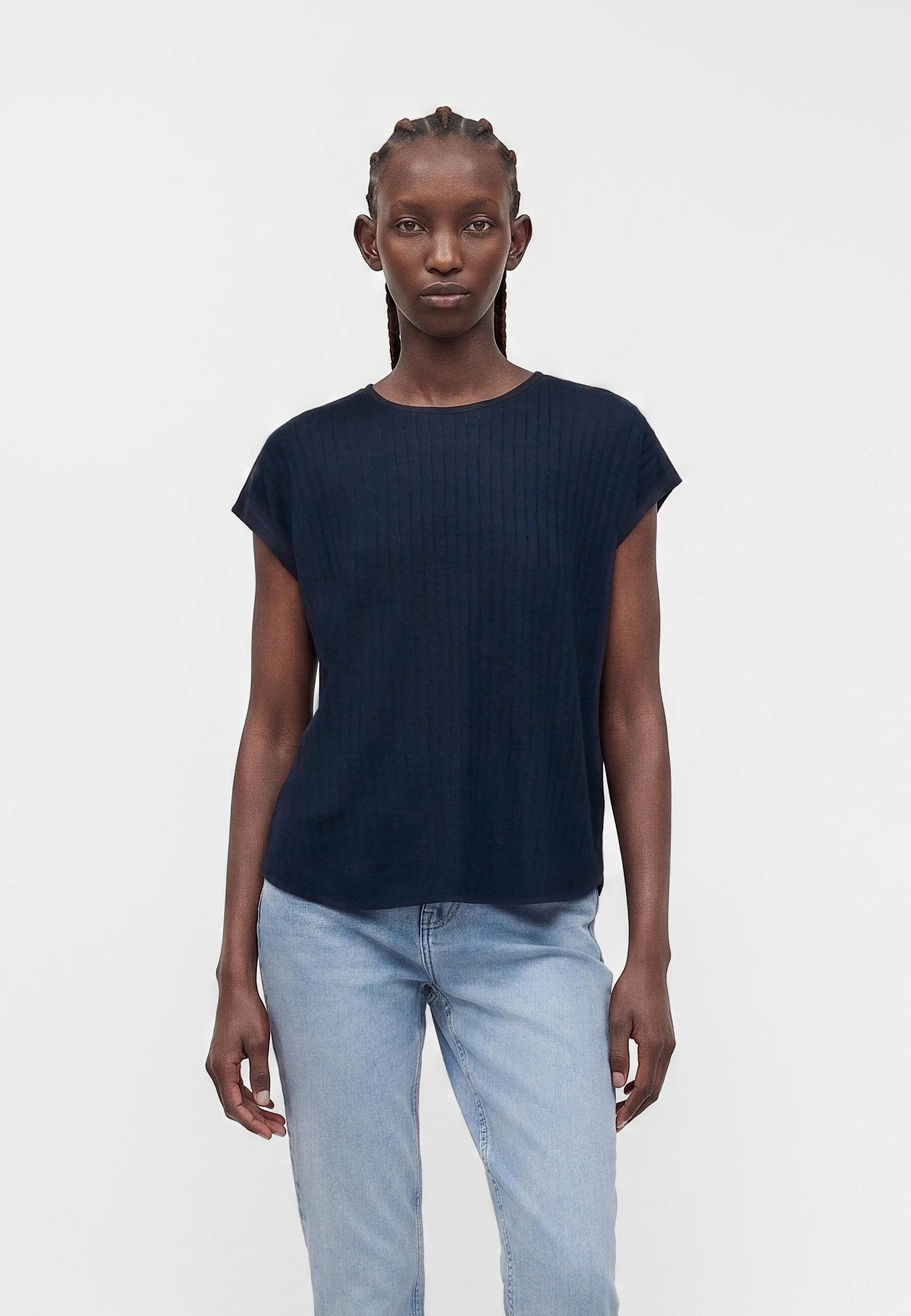 SELECTED Femme Naja Short Sleeve Knit in Dark Sapphire