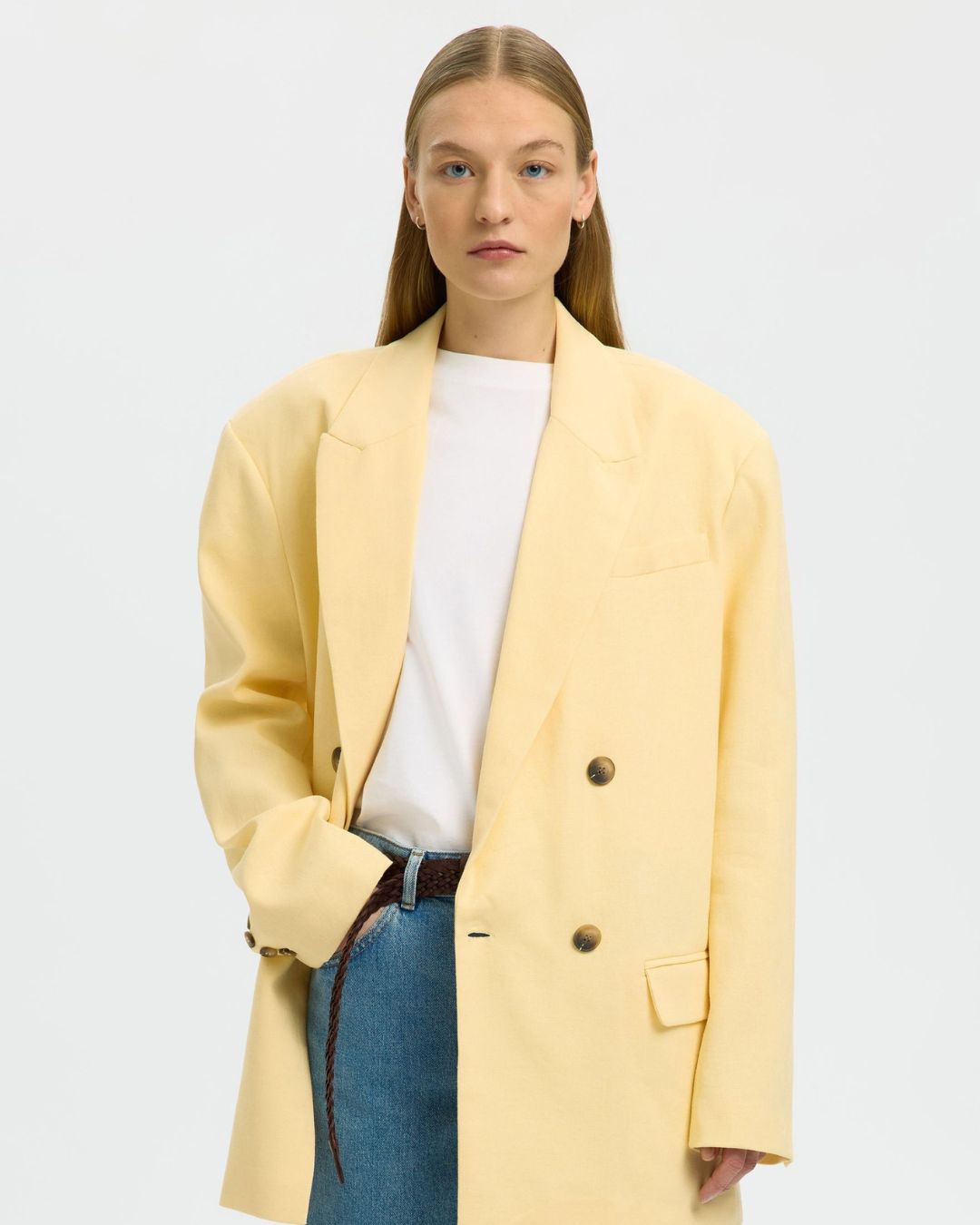 SELECTED Oversized Marlie Blazer in Italian Straw