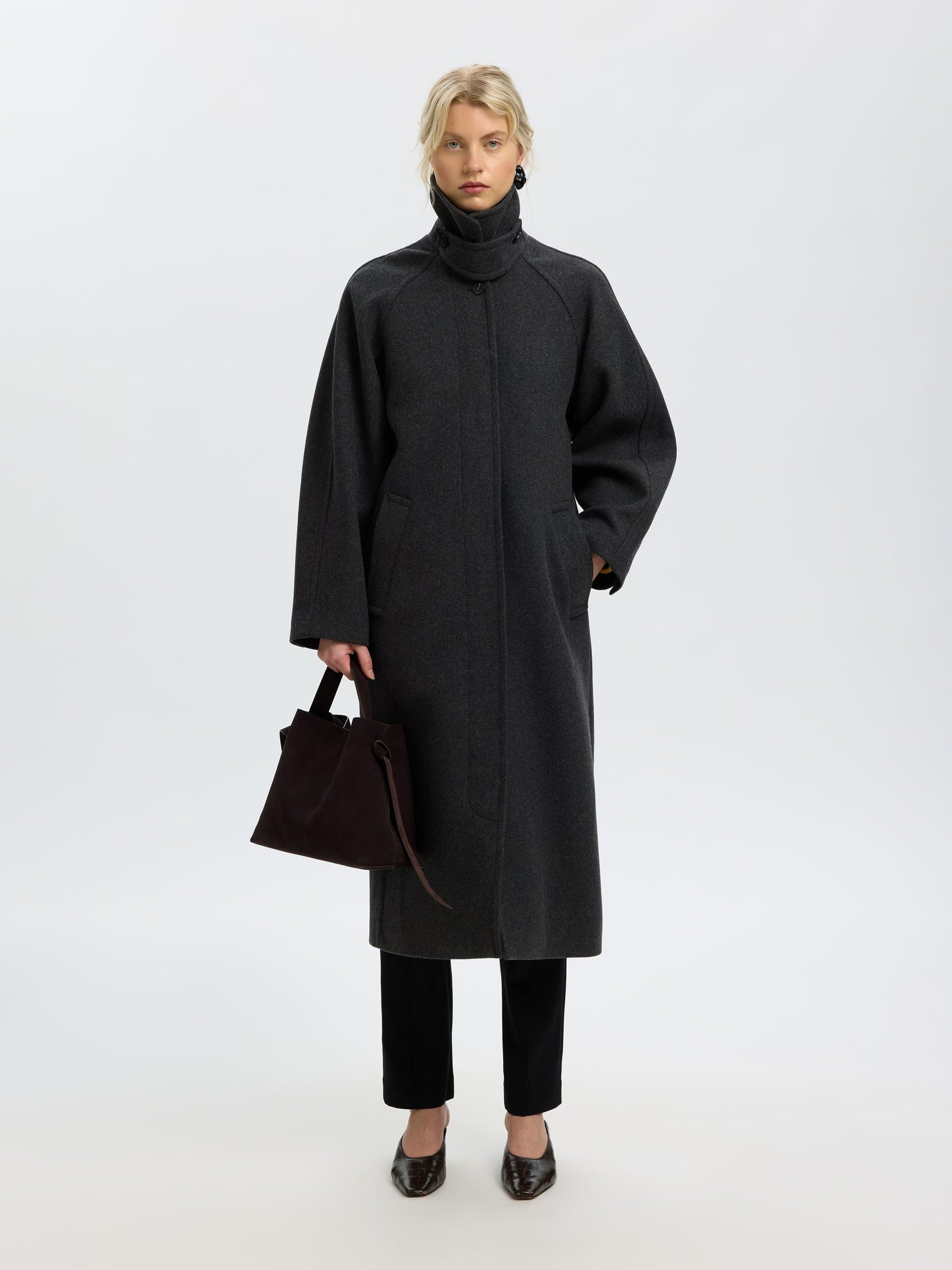 SELECTED Raey Manteco Coat - Dark Grey