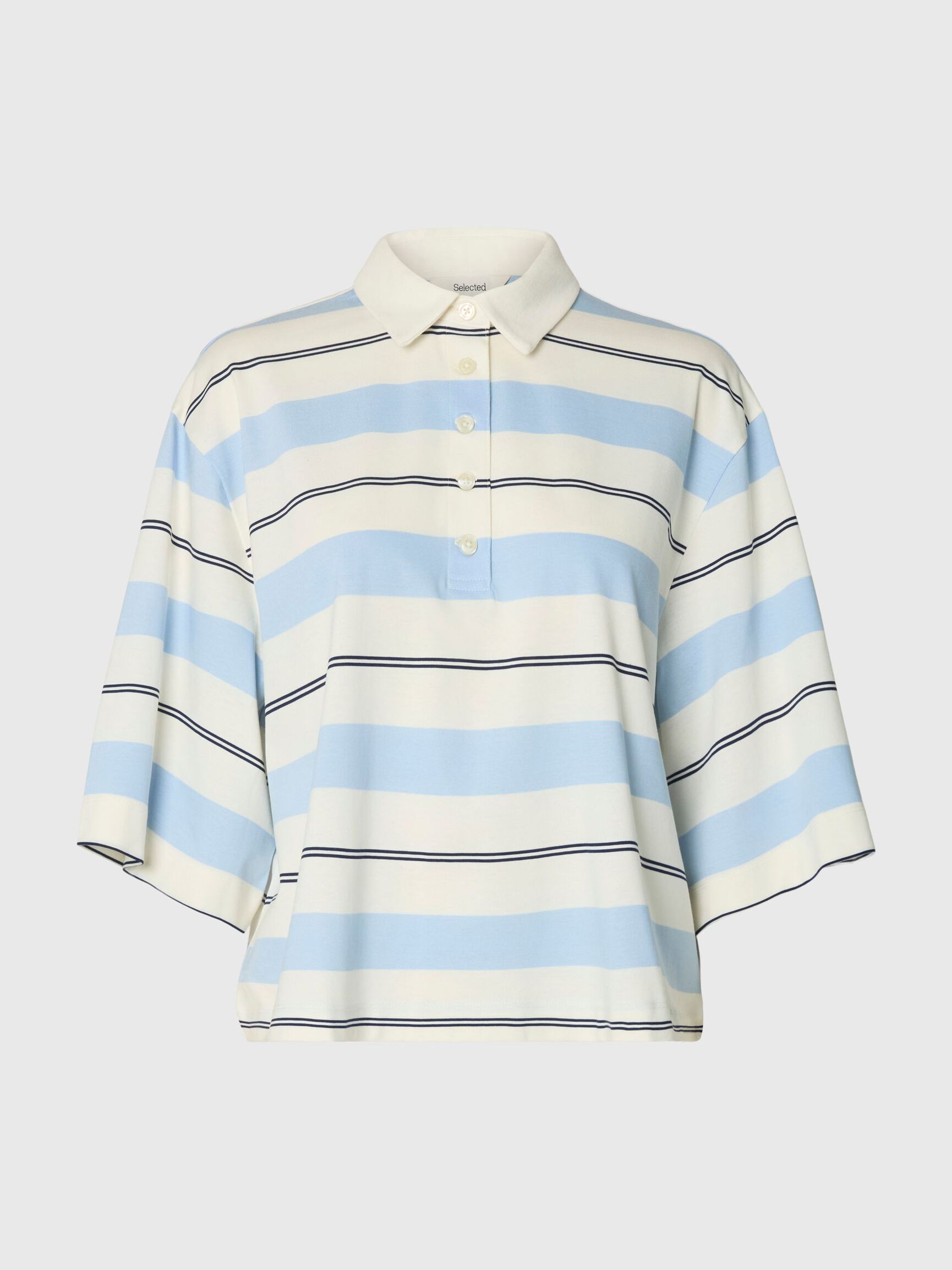 SELECTED Relaxed Mellie Polo in Egret, Cashmere Blue