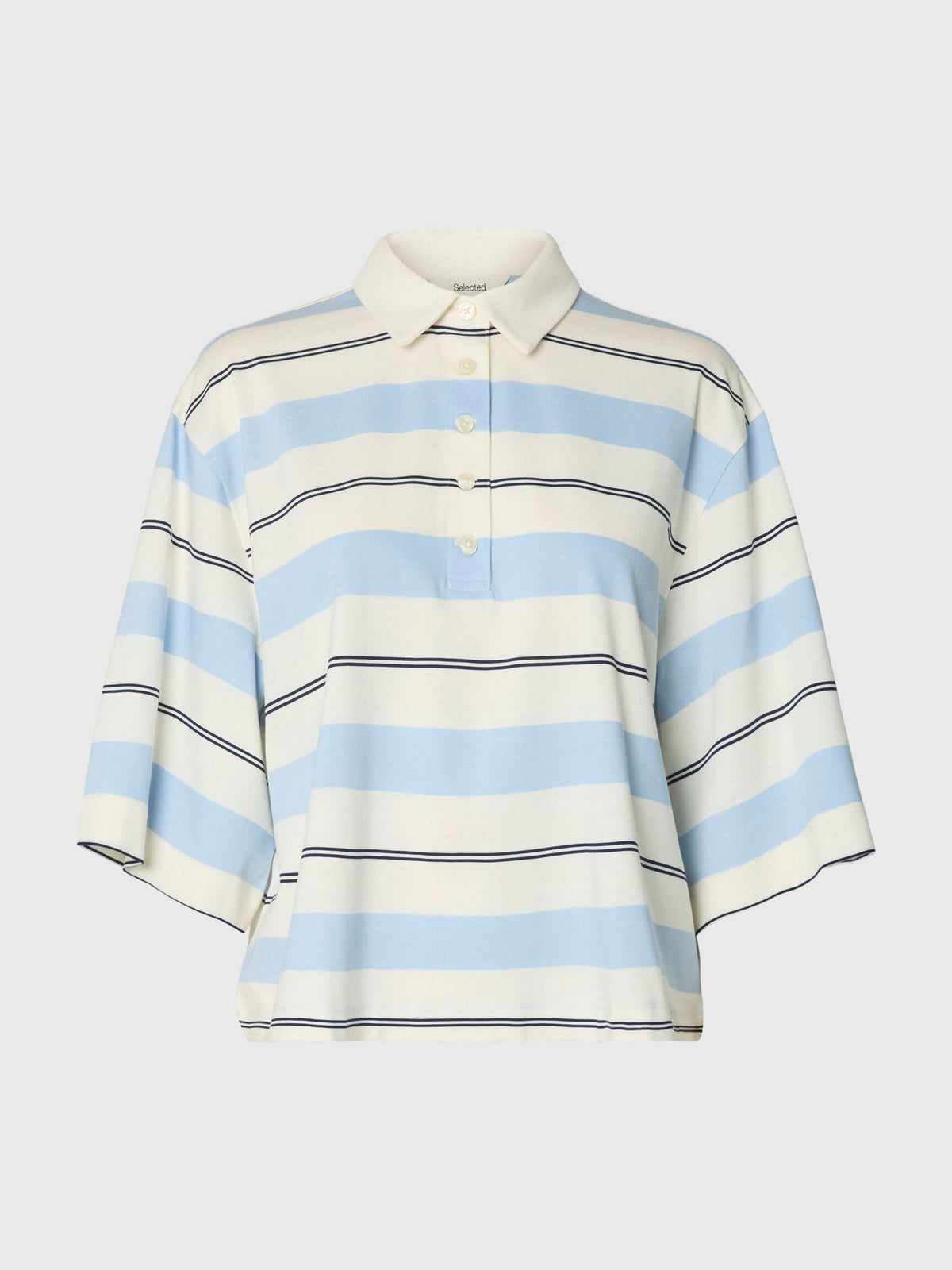 SELECTED Relaxed Mellie Polo in Egret, Cashmere Blue