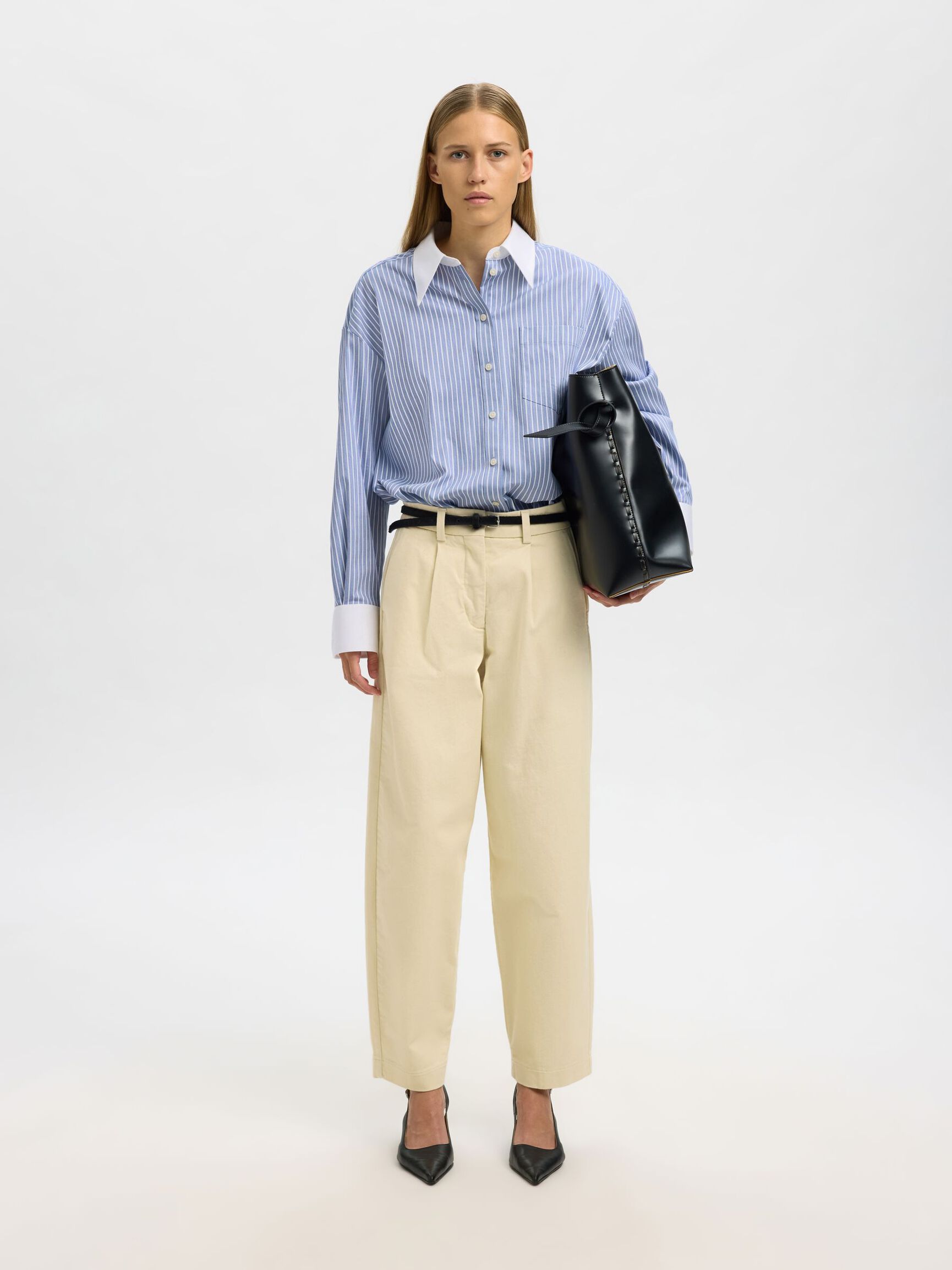 SELECTED Romie Oversize Shirt in Dusty Blue