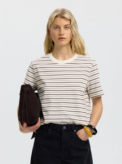 SELECTED SS Striped Boxy Tee - Delicioso, Multi