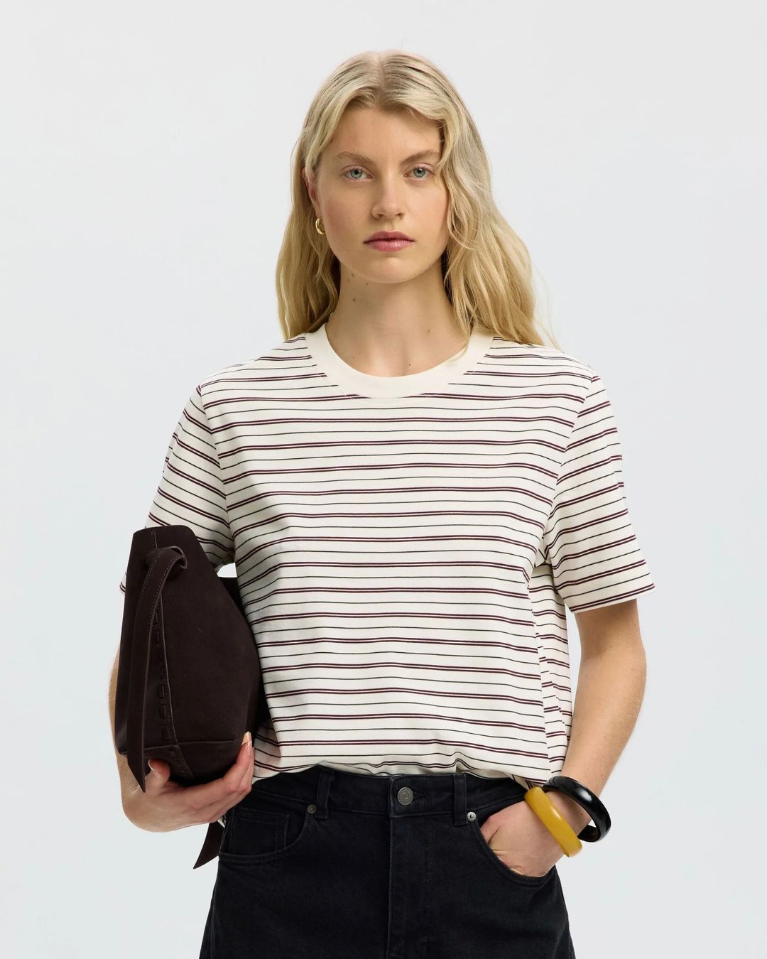 SELECTED SS Striped Boxy Tee - Delicioso, Multi