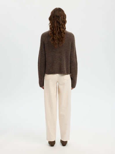 SELECTED Sia Ras Cardigan in Choc Chip