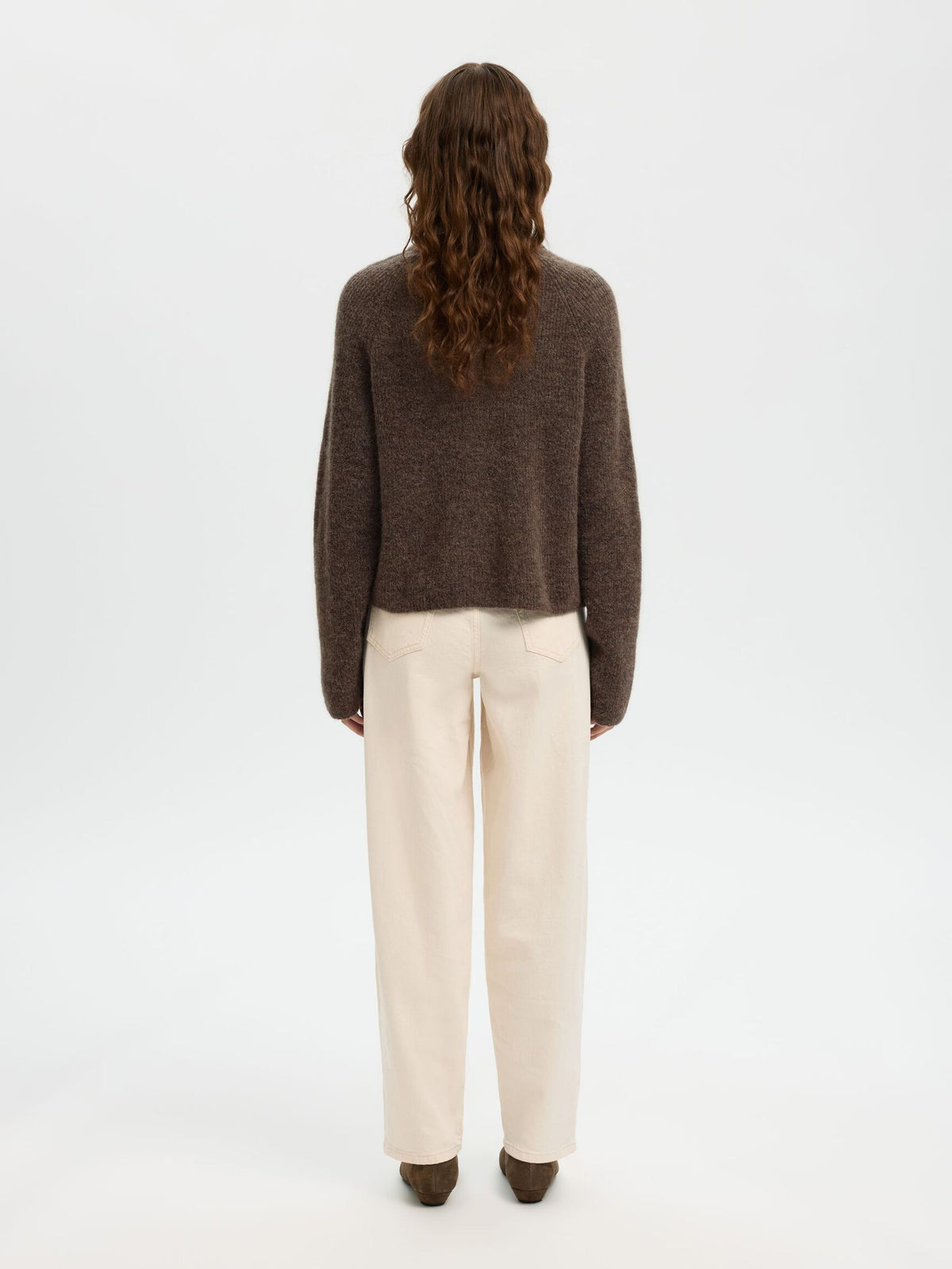 SELECTED Sia Ras Cardigan in Choc Chip