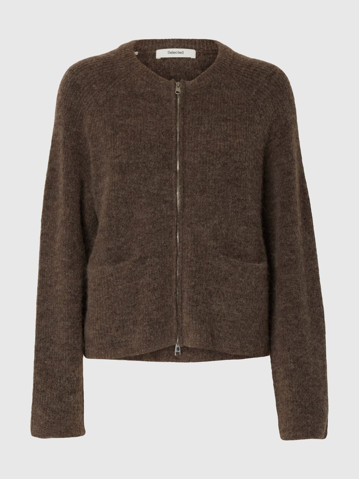 SELECTED Sia Ras Cardigan in Choc Chip